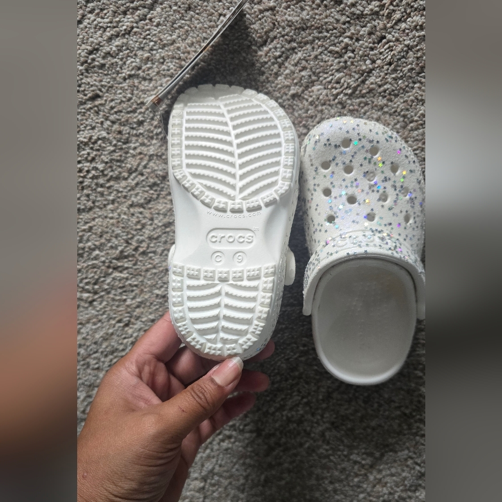 Crocs Kids Glitter Clogs - White